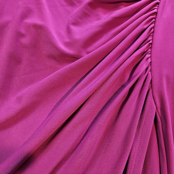 Lauren Ralph Lauren Classic Side Ruch Magenta Midi Dress - Picture 7 of 8